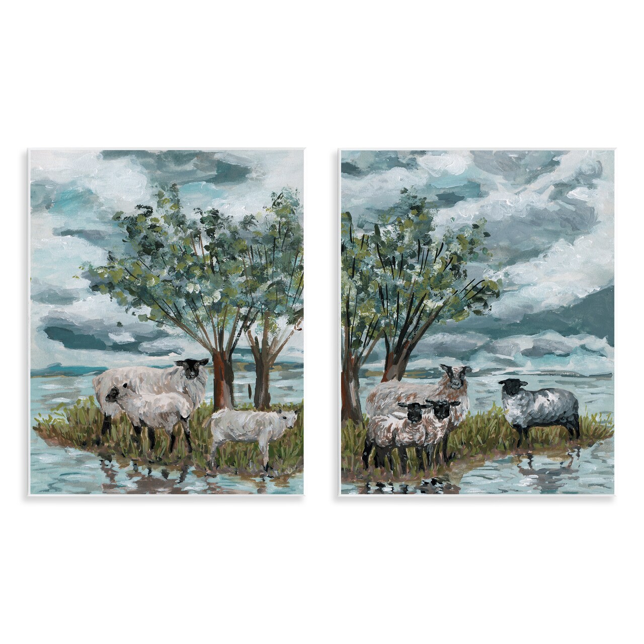 Stupell Industries Sheep in Field 2 pc Wall Plaque Art Set Design by Melissa Wang
